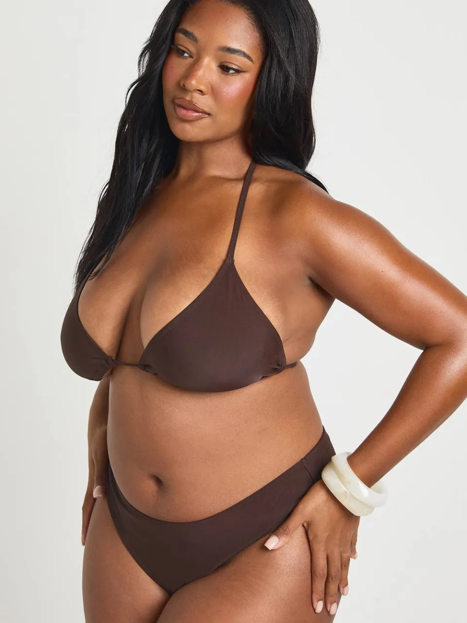 boohoo Dames Plus Essentials Effen Slip chocoladebruin, foto 3