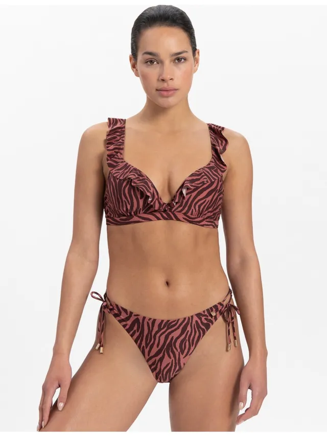 Beachlife Zebra Dames Bikinitopje Roze, Paars, Print