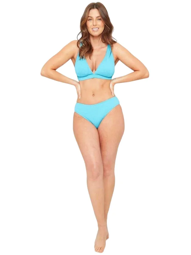 Be You Driehoekige bikinitop met textuur voor dames (Aqua) Blauw