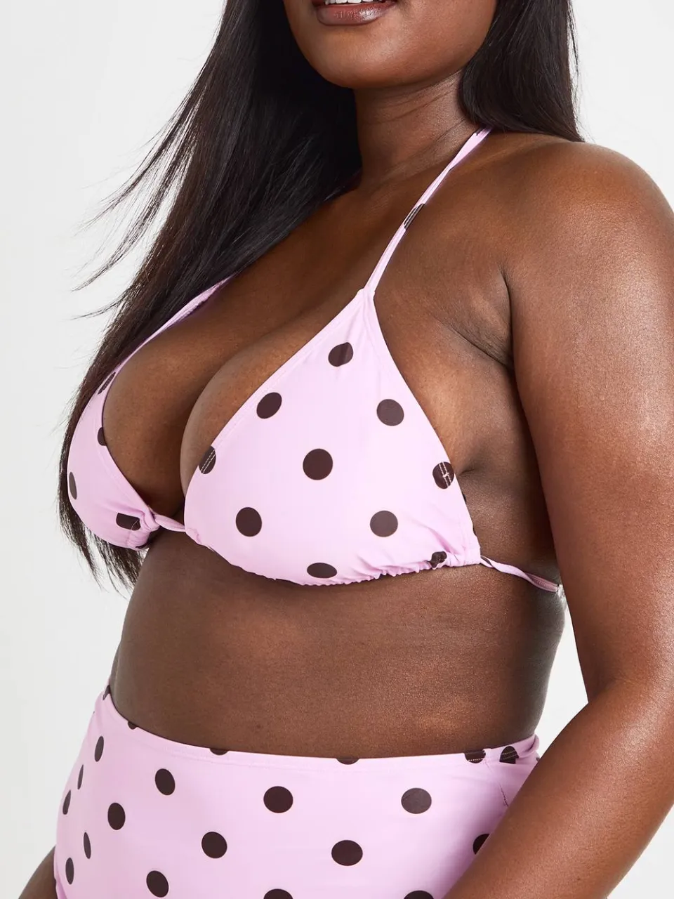 boohoo Dames Plus Polka Dot Driehoek Bikini Set roze, foto 4