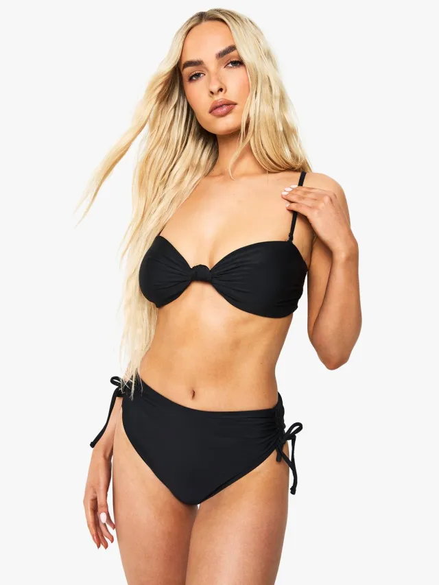 boohoo Dames Swimwear Essentials Hoge Taille Slip Zwart