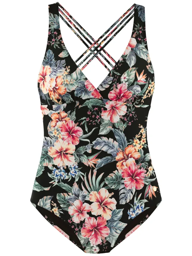 badpak zwart met bloemenprint, foto 2