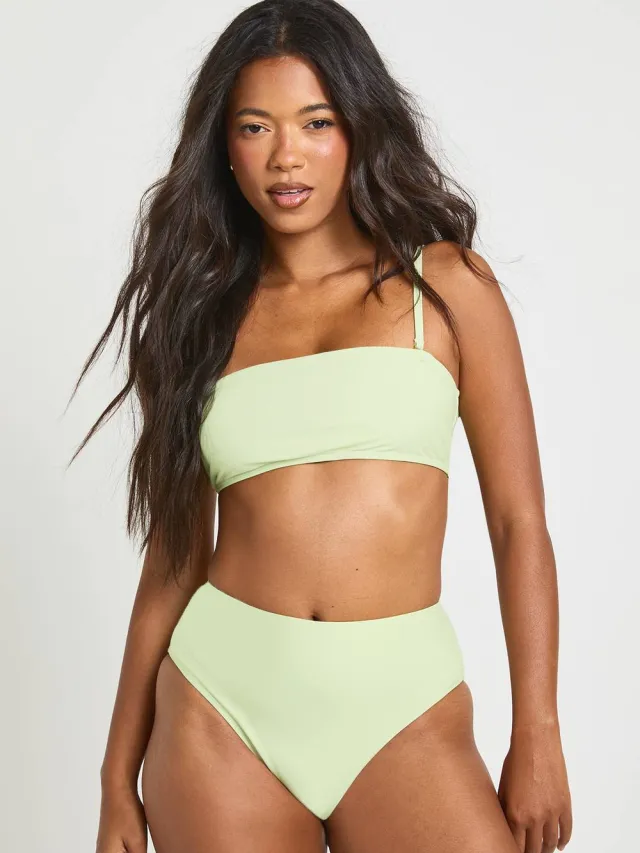 boohoo Dames Essentials Bandeau Bikinitop Met Afneembare Bandjes Pistache