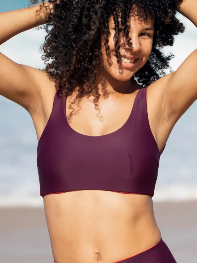 Inaska dames vegan Omkeerbare Bikinitop Pure Berries Donkerrood Donkerpaars