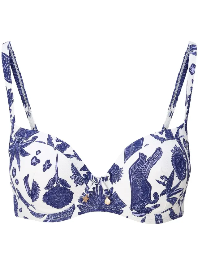 LingaDore Voorgevormde Bikini top Blue white print