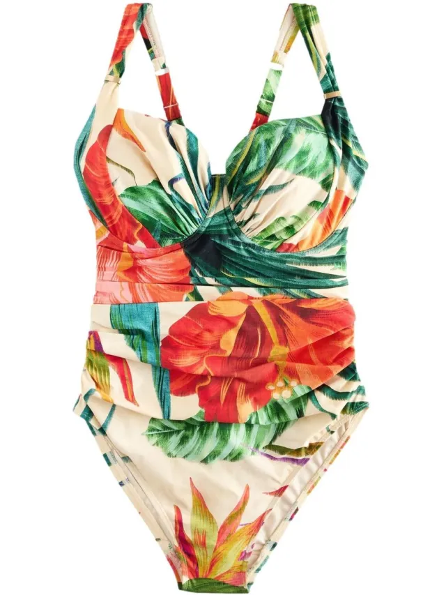 Next Dames - Blauw ondersteunend F-K badpak met beugels - Rood Red Tropical