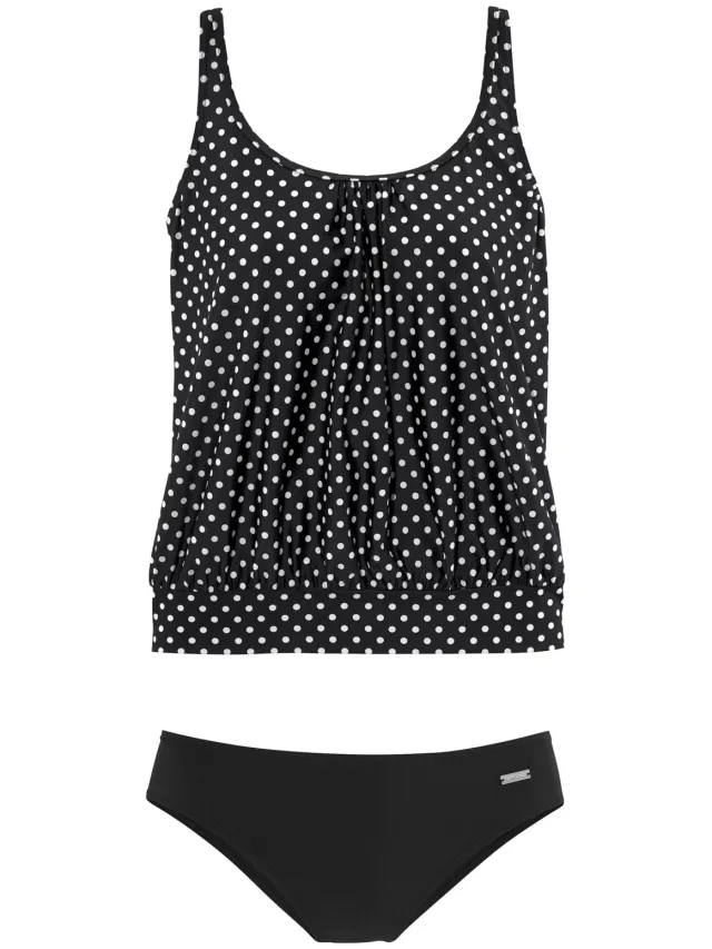 LASCANA oversized tankini zwart met stippen, foto 2
