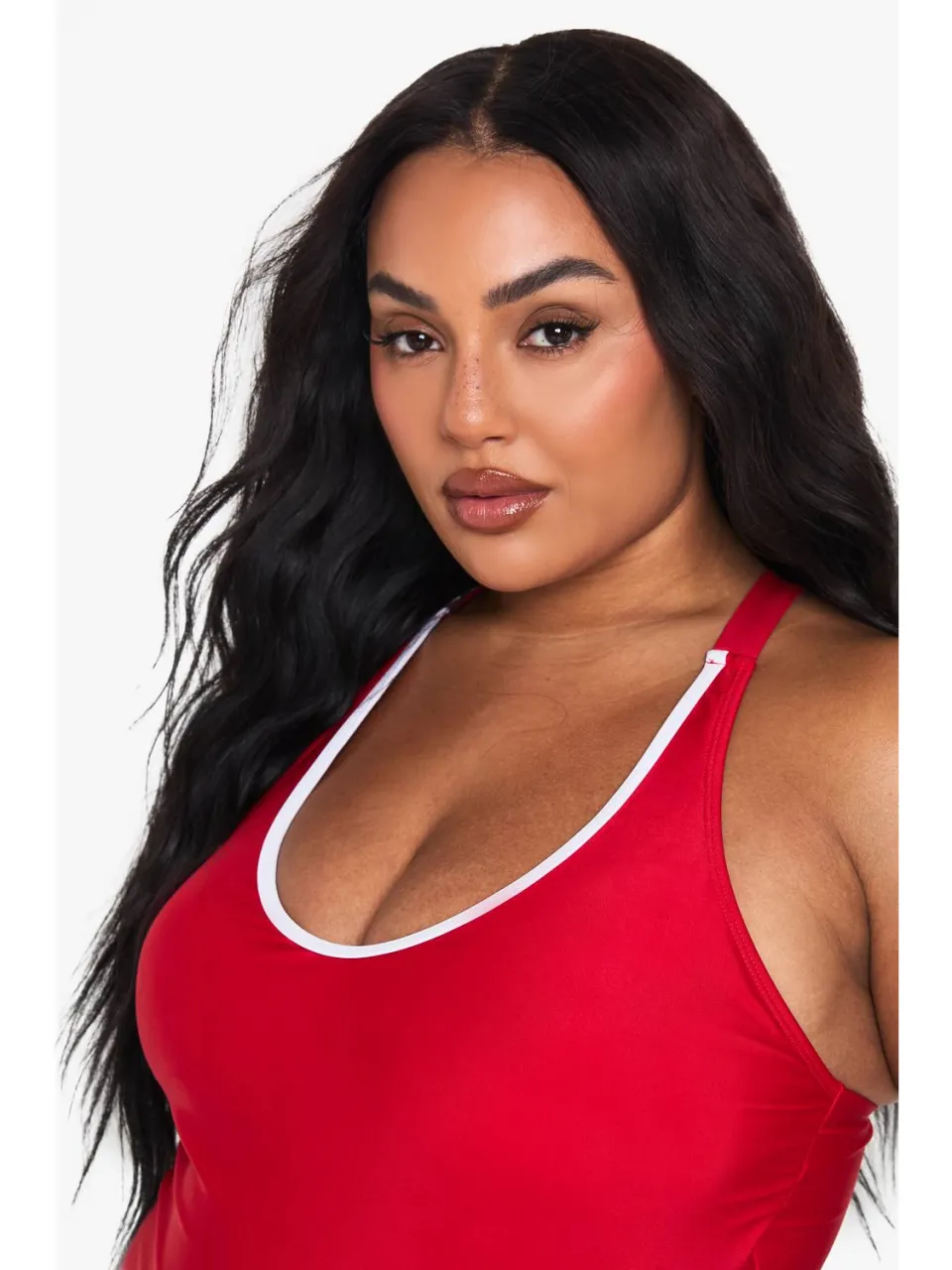 boohoo Dames Plus Contrast Binding Badpak rood, foto 4