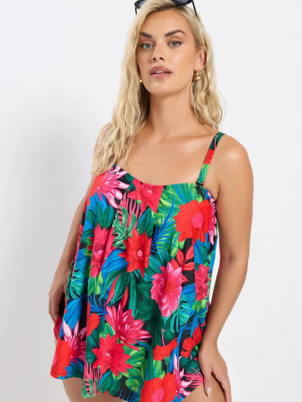 Yours Zwarte Tankinitop Met Tropische Print Black