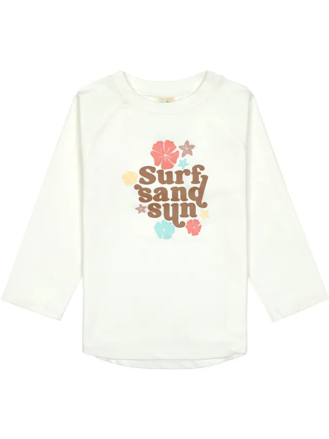 Lässig SPF UV-Shirt longsleeve - Rashguard Flowers sea salt Bruin, Roze, Wit