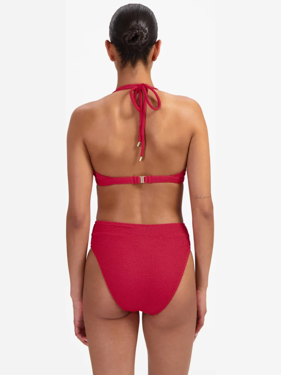 Beachlife high waist bikinibroekje met textuur rood, foto 3