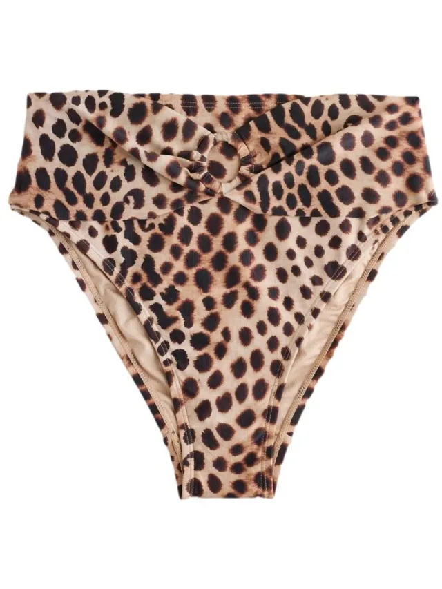 Next Dames - Stoma Bikinibroekje met hoge taille - Bruin Brown Leopard Print