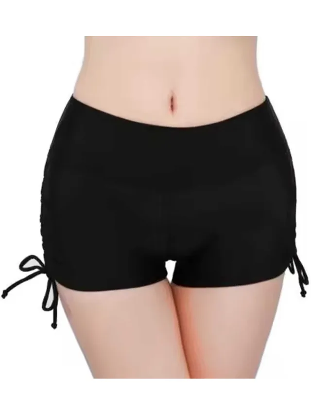 RedParrot Zwembroek voor vrouwen - Elastische taille - Mode - Short - Bikini onderkant - Zwemmen - Zomer zwart
