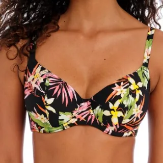Freya Savanna Sunset Plunge Bikini Top Zwart,Versch.kleure/Patroon