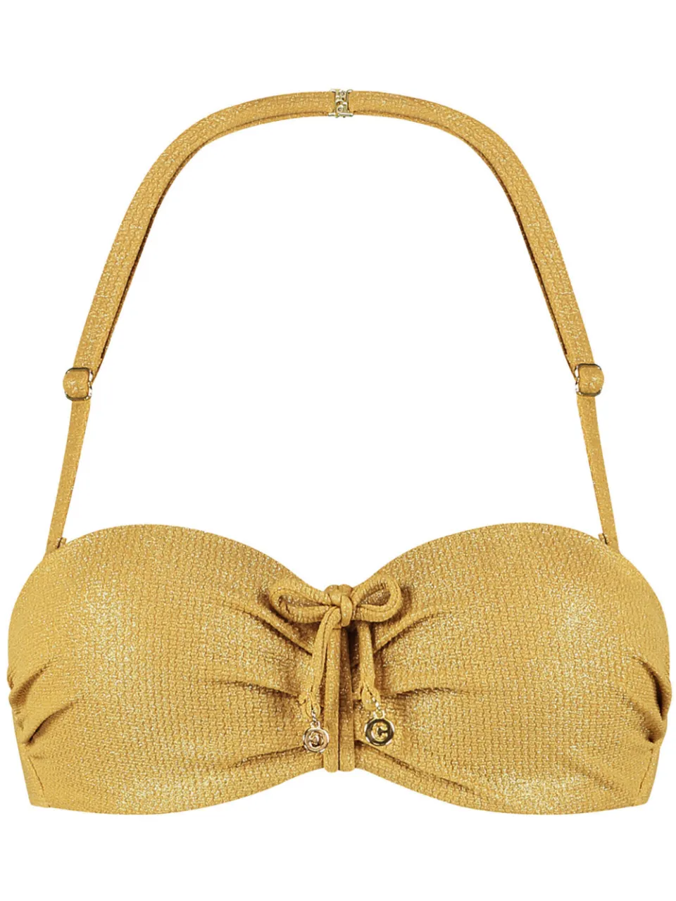 Cyell voorgevormde strapless bandeau bikinitop Golden Hour met lurex goud, foto 3