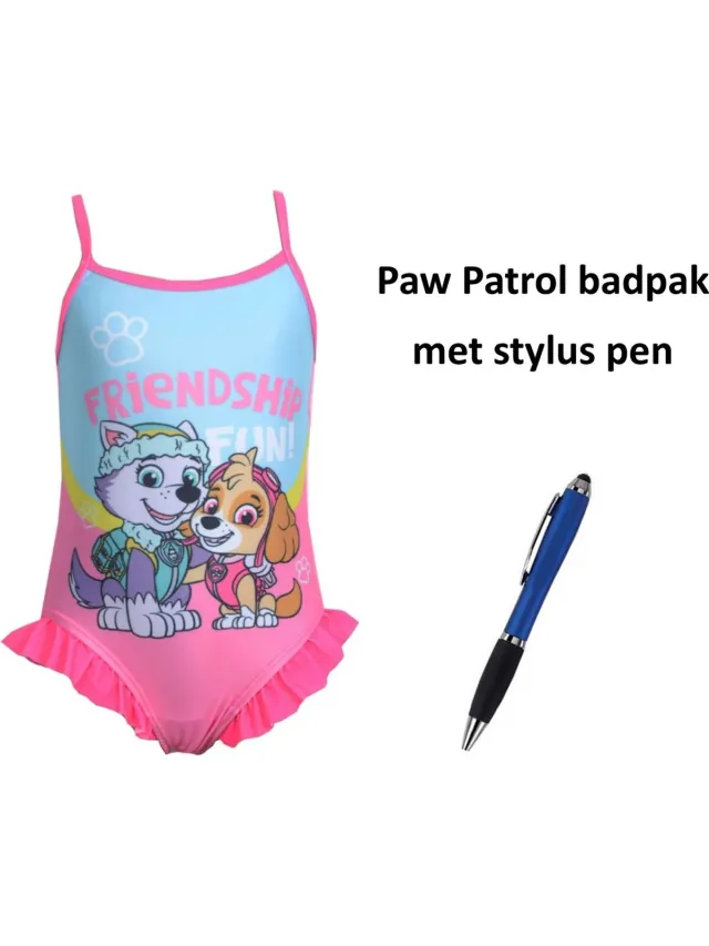 Nickelodeon Paw Patrol - Nickelodeon - Badpak - Zwempak met Skye en Everest. Maat 98/104 cm - 3/4 jaar. Met 1 Stylus Pen. Roze multi