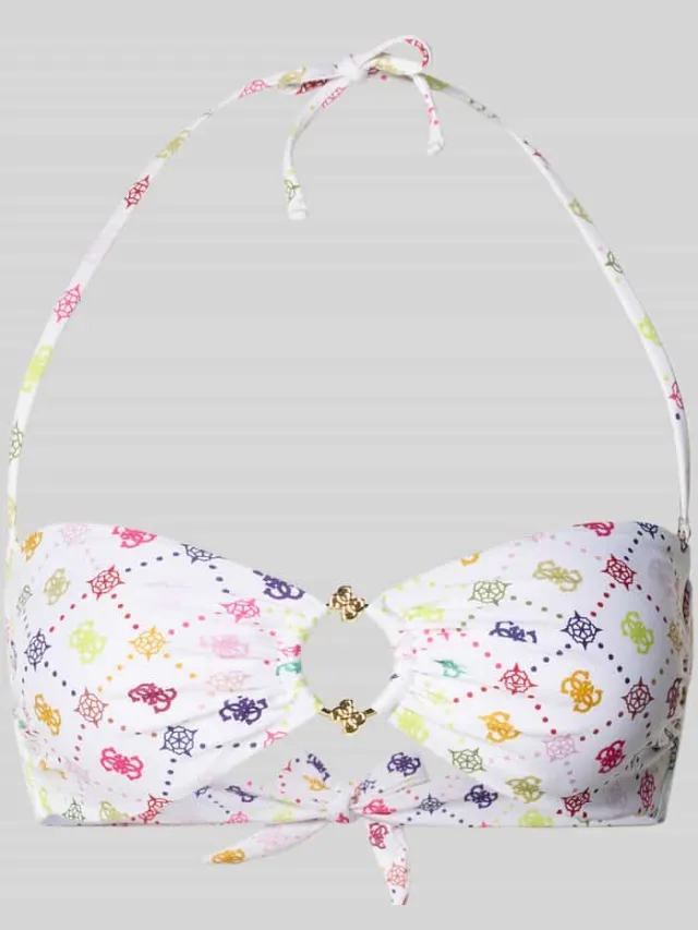 Guess slim fit bikinitop met logodetail model 'Ines' Wit