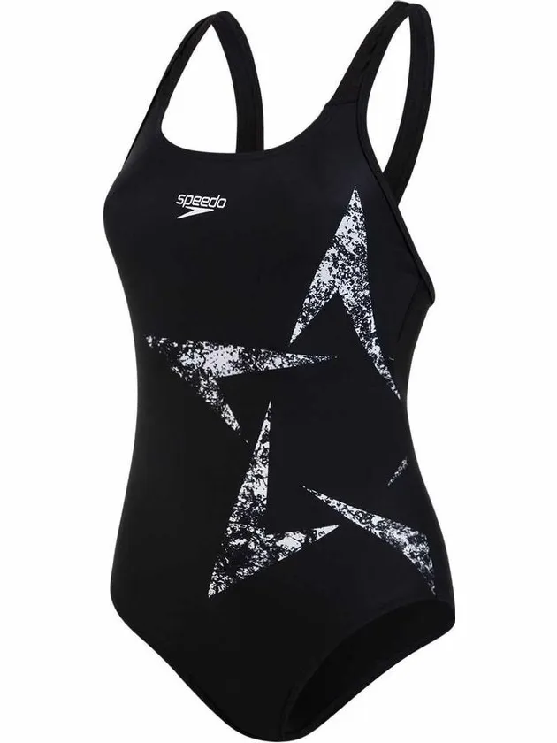 Speedo BOOMSTAR Maat 38 PLACEMENT RACERBACK BLACK/WHITE Zwart