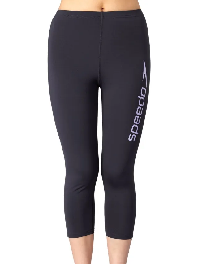 Speedo Dames 3/4 Broek - UV-beschermend hoge taille zwemplegging Oxidgrijs/Hard Candy