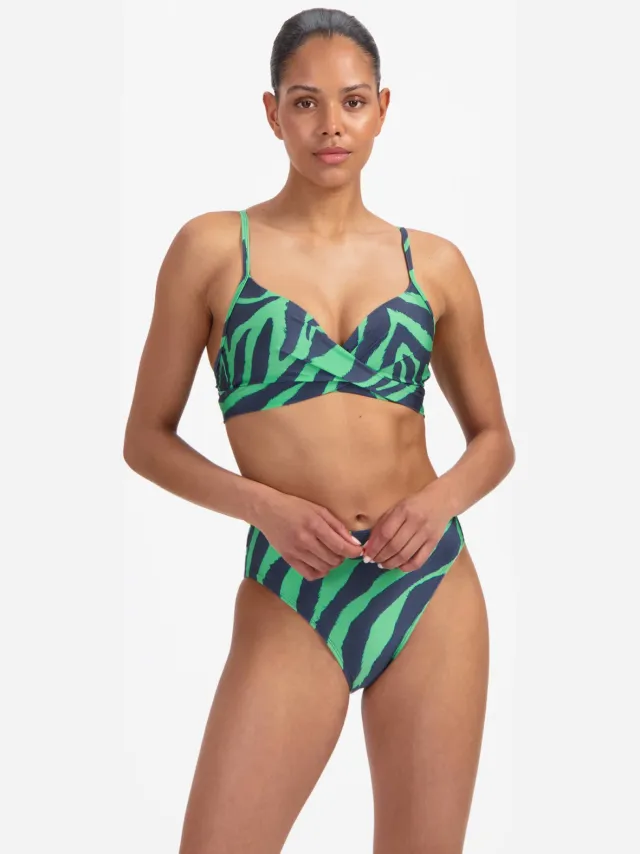 Beachlife high waist bikinibroekje groen/donkerblauw