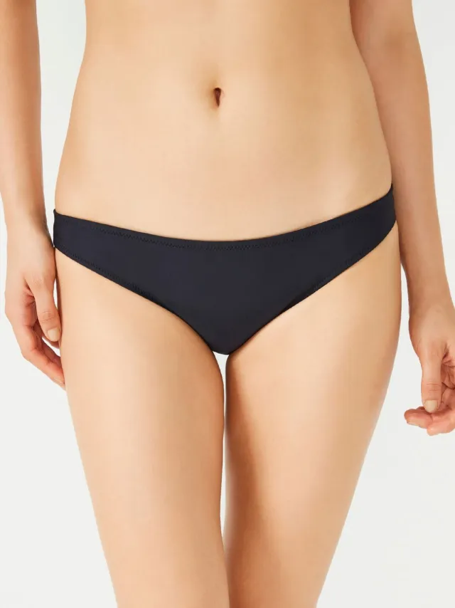 Penti Lage taille effen bikini-broekjes Zwart
