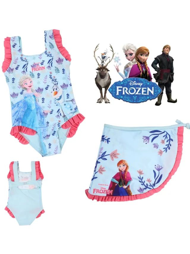 Disney Frozen Zwemset - Badpak + Sarong - Elsa en Olaf Blauw