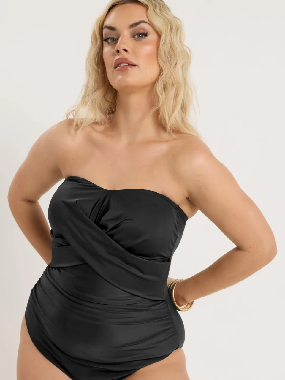 Yours Zwart Bandeau Crossover Super Sculpt Badpak, foto 3