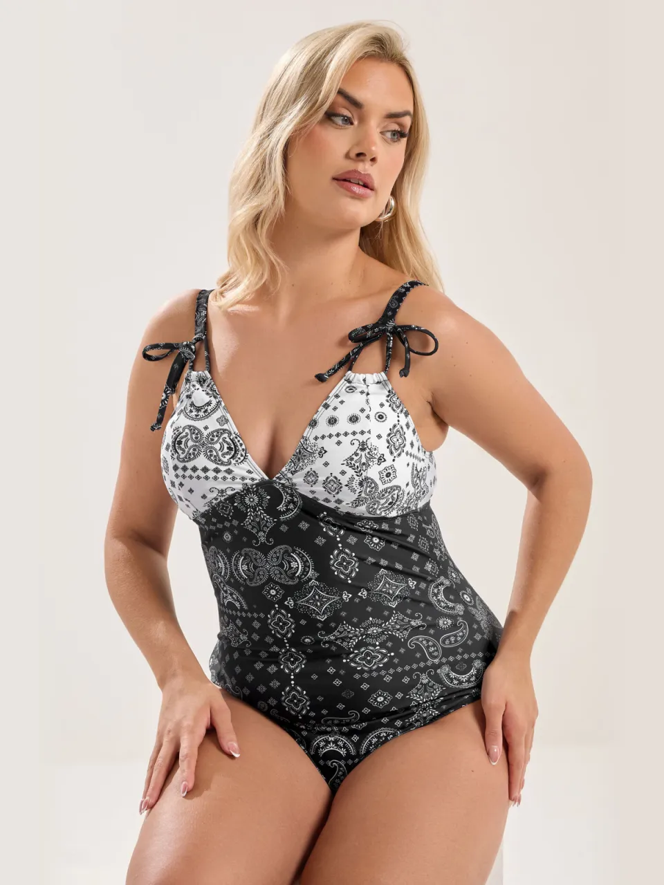 Yours Zwart Badpak Met Bandanastrik, foto 3