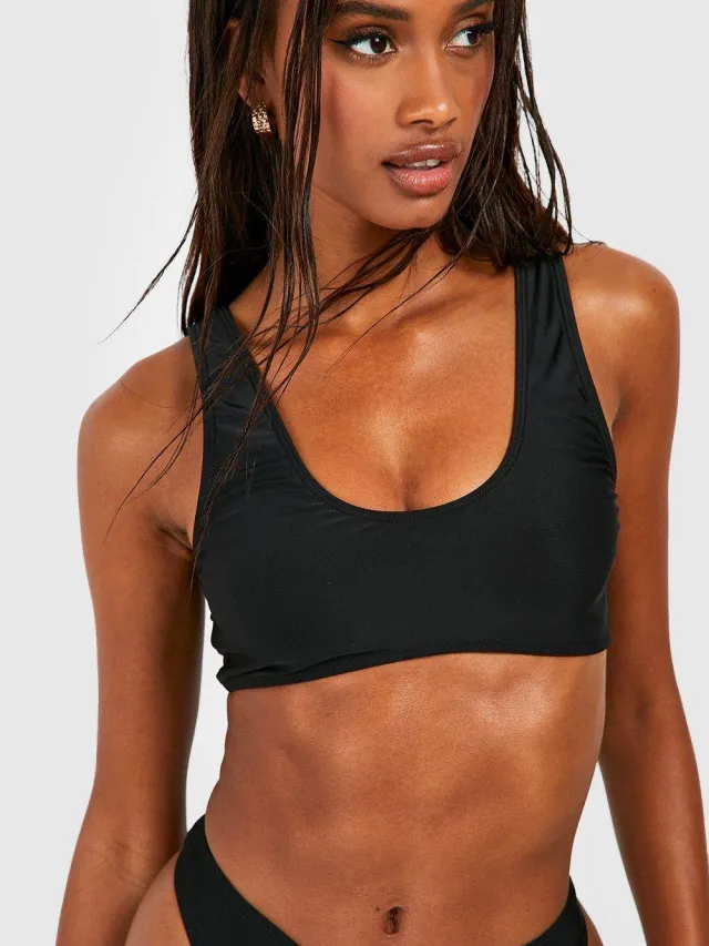boohoo Dames Essentials Scoop Bikini Top Zwart