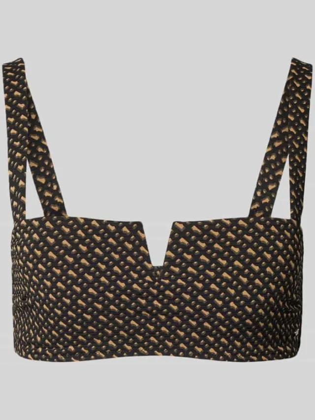 Boss Bikinitop met all-over motief, model 'BANDEAU' Middenbruin