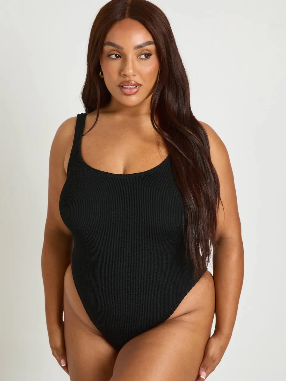 boohoo Dames Premium Universeel Crinkle Badpak Met Ronde Hals zwart, foto 3