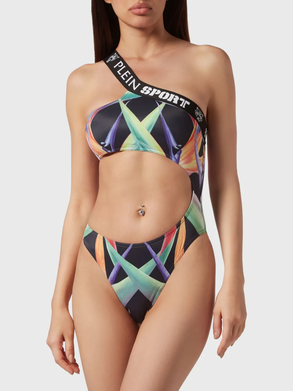 Plein Sport Monokini Flowers Zwart/Veelkleurig