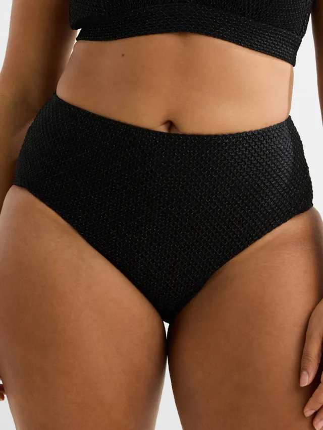 BEACHWAVE Curve high waist bikinibroekje met lurex en textuur zwart, foto 6