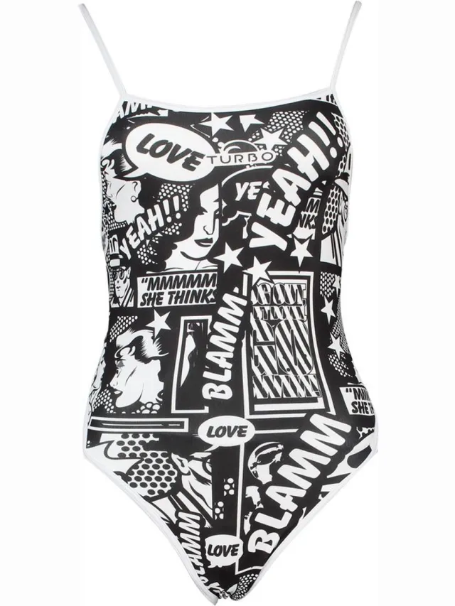 Turbo Yeah Comic 894682 Zwemkleding Zwart,Grijs 3XL Vrouw White / Black