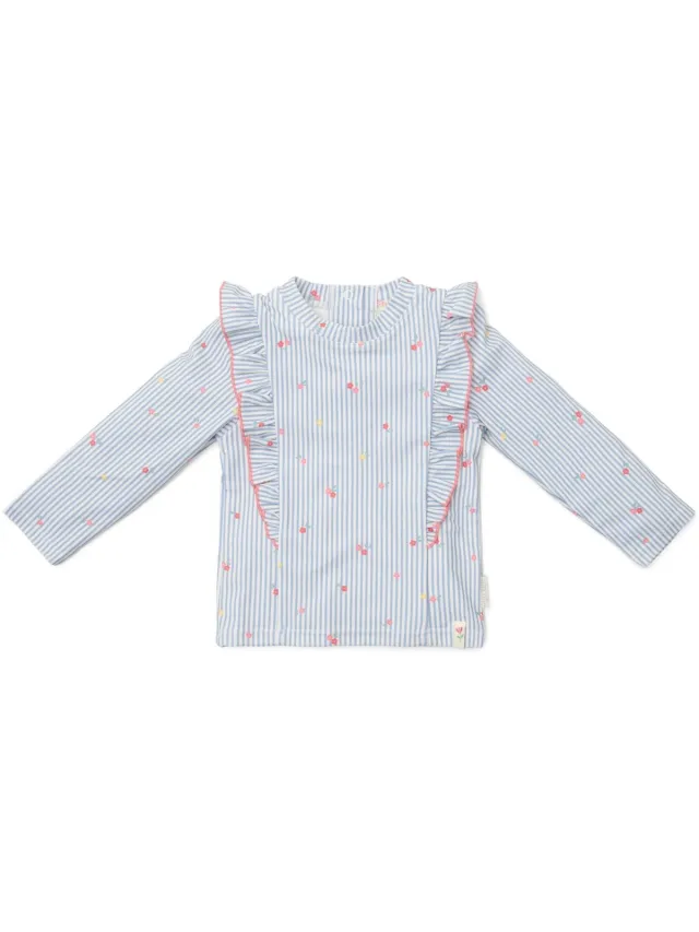 Little Dutch Zwemshirt lange mouw - Blauw - Sunny Flowers-74/80