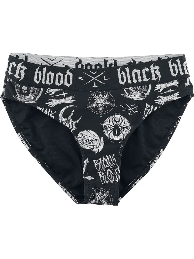 Gothicana zwart bikinibroekje met occulte symbolen - Dames