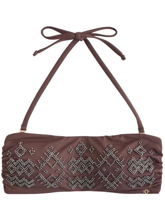 Next Dames - Versierde bandeaubikinitop met kralen - Bruin Chocolate Brown