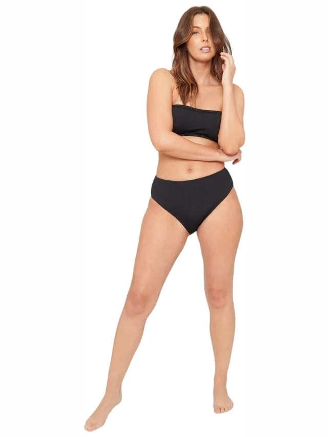 Be You Bikinibroekje met textuur en hoge taille voor dames/dames (Zwart)