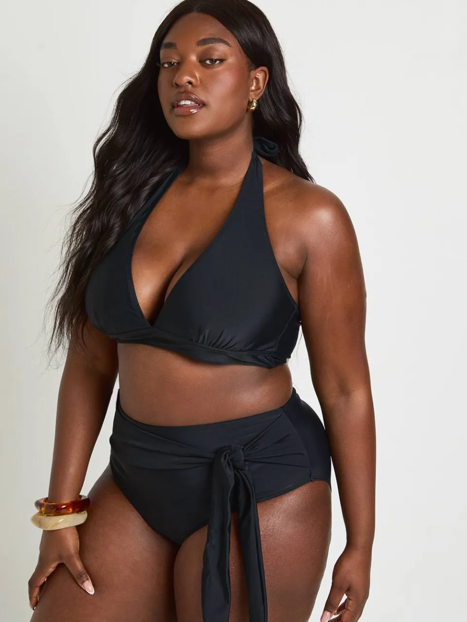boohoo Dames Plus Buikcontrolerende Bikinibroek Met Hoge Taille En Wrapdetail zwart, foto 2