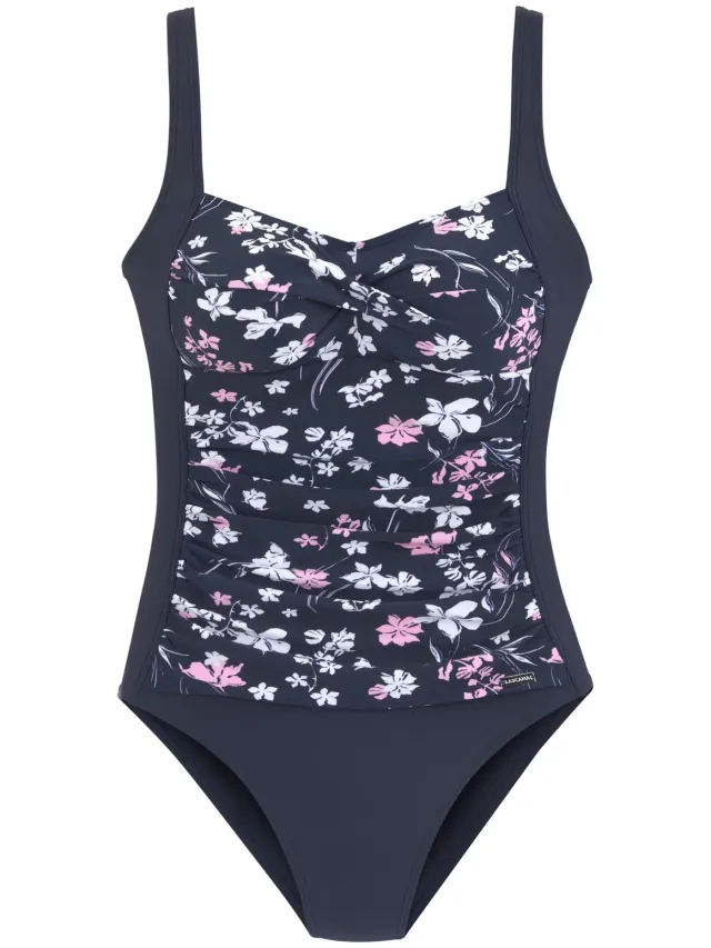badpak marine met bloemenprint, foto 2