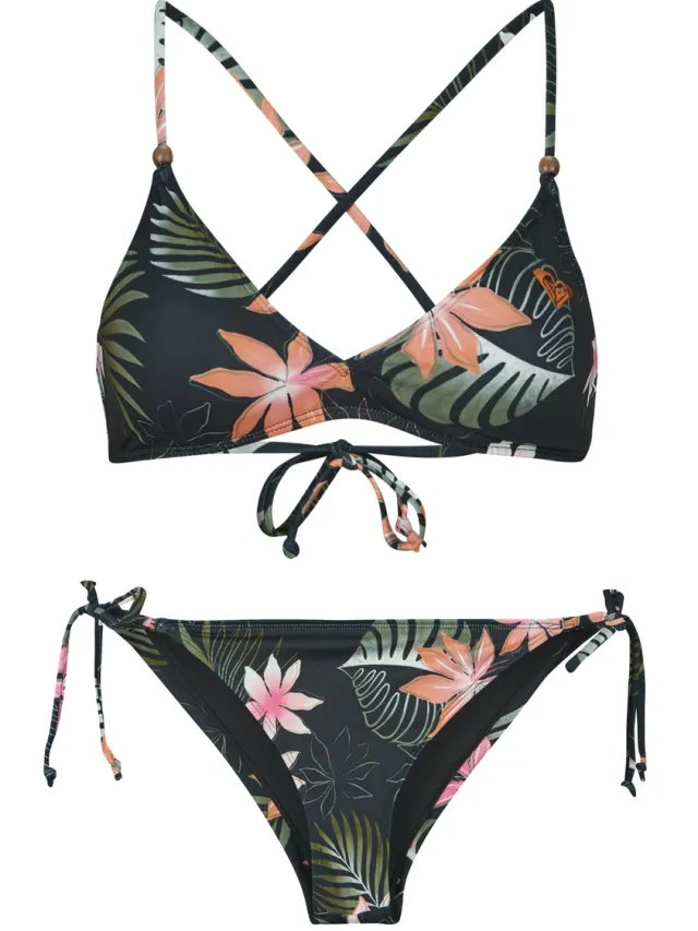 Roxy Paradise Fleur cheeky bikiniset zwart
