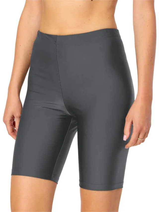 Merry Style MS-MS10-333-SWLE Dames lange Zwembroek - Zwemshorts - Bikinibroekje - Elastische tailleband - Polyamide & Elastaan - Grafiet - 44