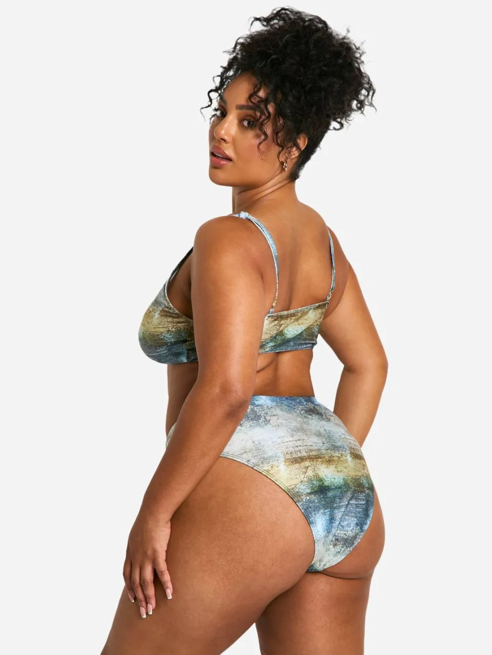 boohoo Dames Plus Abstract Geparelde Bikini Set blauw, foto 2