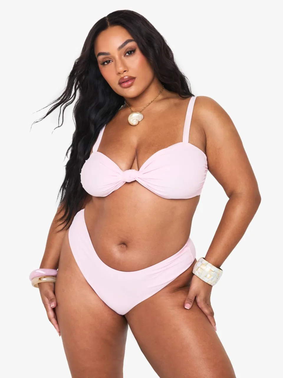 boohoo Dames Plus Geknoopte Bikini roze, foto 2