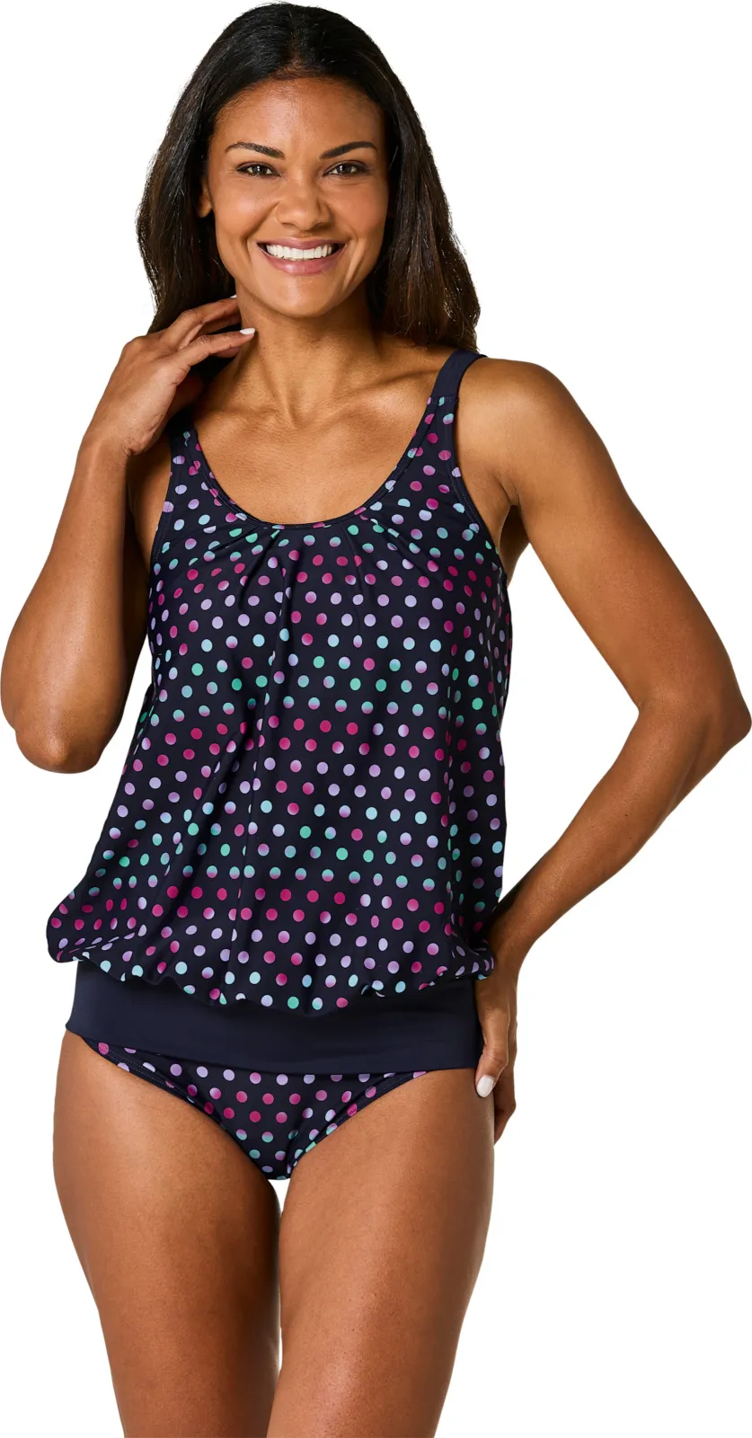 Oversized tankinitop marine magenta bedrukt marine/magenta bedrukt