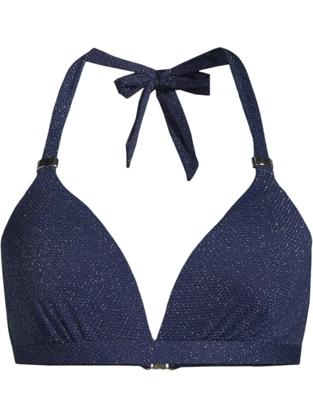BEACHWAVE halter bikinitop met lurex donkerblauw, foto 2