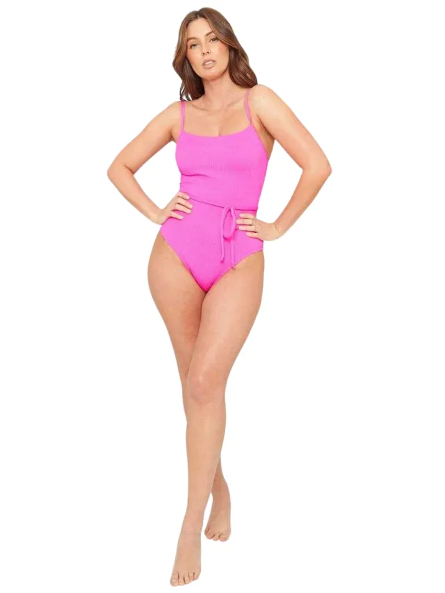 Be You Dameszwempak met riem en structuurpatroon (Roze)