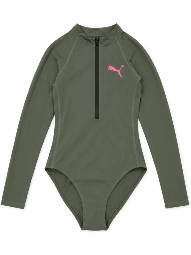 Puma longsleeve surfsuit, surfpak, badpak lange mouwen, tijm groen