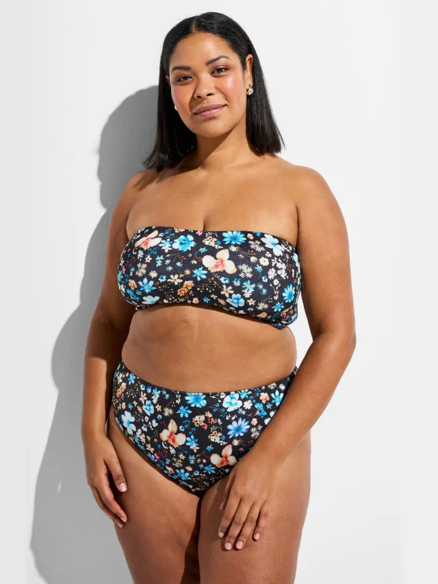 Zizzi high waist brazilian bikinibroekje CAANNE zwart/multi