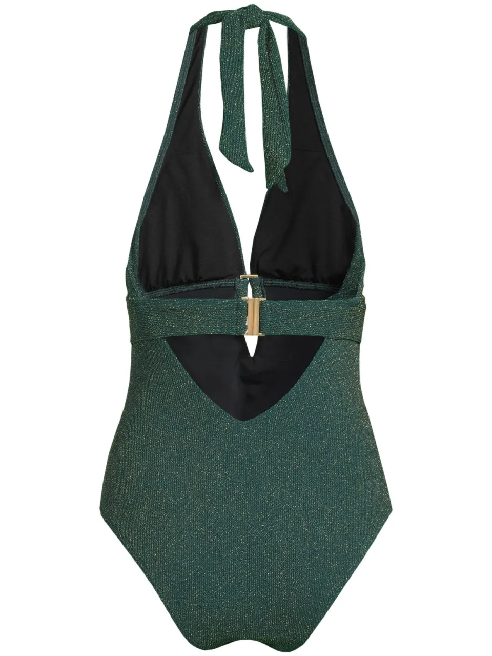 BEACHWAVE seersucker corrigerend badpak met lurex groen, foto 4